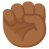 ✊🏾 raised fist: medium-dark skin tone display on Google